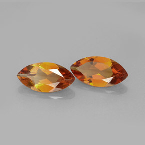 天然橙色黄水晶，马眼形，9.9×5.1毫米，VS