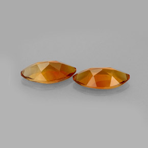 天然橙色黄水晶，马眼形，9.9×5.1毫米，VS