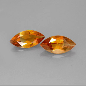 天然橙色黄水晶，马眼形，10.2×4.9毫米，VS