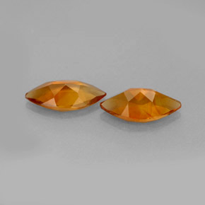天然橙色黄水晶，马眼形，10.2×4.9毫米，VS