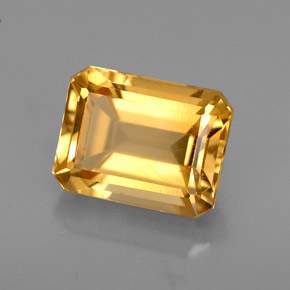 2.41克拉天然黄色黄水晶，祖母绿式切割，9×6.9毫米，VS