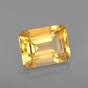 1.95克拉天然黄色黄水晶，祖母绿式切割，8.8×6.8毫米，VS