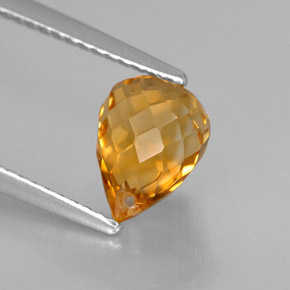 1.96克拉天然黄色黄水晶，水滴珠形切工，8.4×6.3毫米，VVS-VS