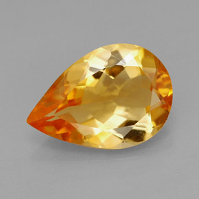2.77克拉天然橙色黄水晶，梨形，13×9毫米，IF