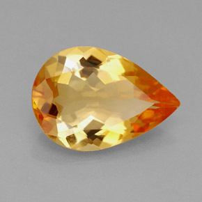 2.77克拉天然橙色黄水晶，梨形，13×9毫米，IF