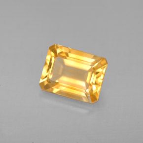 2.22克拉天然黄色黄水晶，祖母绿式切割，9×6.9毫米，VVS-VS