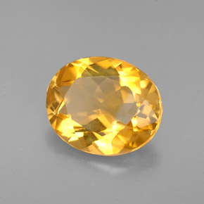 2.83克拉天然黄色黄水晶，椭圆形切割，10.9×9毫米，VVS