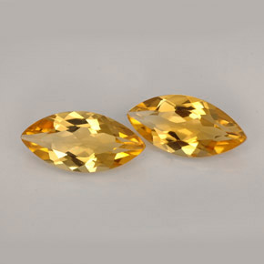 天然橙色黄水晶，马眼形，11.9×5.8毫米，VVS-VS