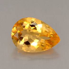 3.75克拉天然黄色黄水晶，梨形，13×9.1毫米，VVS-VS