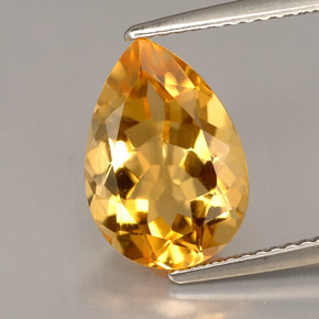 3.75克拉天然黄色黄水晶，梨形，13×9.1毫米，VVS-VS