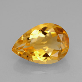 3.90克拉天然黄色黄水晶，梨形，12.9×9.1毫米，VVS