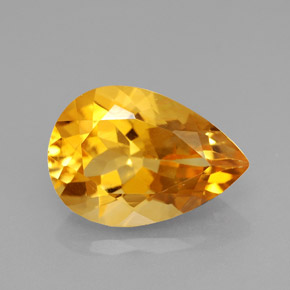 3.40克拉天然黄色黄水晶，梨形，12.8×9毫米，VVS