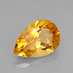 3.40克拉天然黄色黄水晶，梨形，12.8×9毫米，VVS
