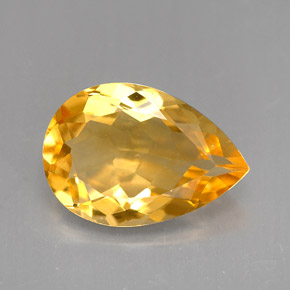 3.37克拉天然黄色黄水晶，梨形，13.1×9毫米，VVS-VS