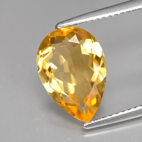 3.37克拉天然黄色黄水晶，梨形，13.1×9毫米，VVS-VS