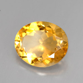 3.85克拉天然黄色黄水晶，椭圆形切割，11.8×9.9毫米，VVS