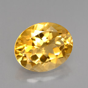 4.18克拉天然黄色黄水晶，椭圆形切割，12.1×10.4毫米，VVS