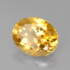 4.18克拉天然黄色黄水晶，椭圆形切割，12.1×10.4毫米，VVS