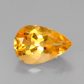 3.42克拉天然黄色黄水晶，梨形，13×9毫米，VVS
