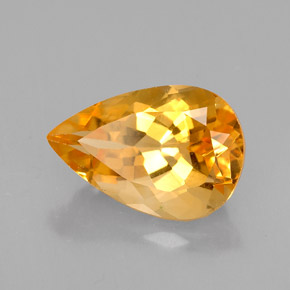3.42克拉天然黄色黄水晶，梨形，13×9毫米，VVS