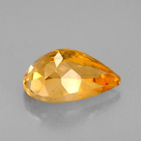 3.42克拉天然黄色黄水晶，梨形，13×9毫米，VVS