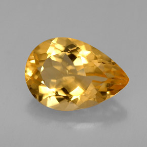 3.71克拉天然黄色黄水晶，梨形，12.8×8.9毫米，VVS-VS