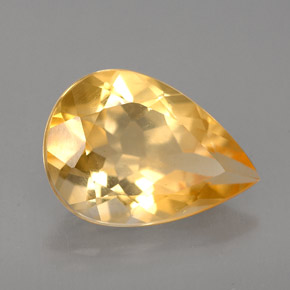 3.40克拉天然黄色黄水晶，梨形，12.8×9.1毫米，VVS