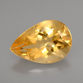3.24克拉天然黄色黄水晶，梨形，12.6×8.7毫米，VVS
