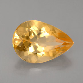 3.24克拉天然黄色黄水晶，梨形，12.6×8.7毫米，VVS