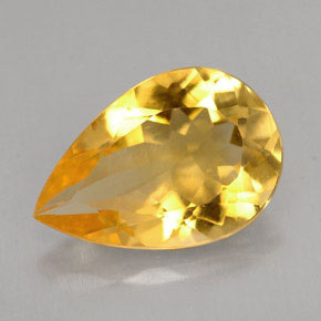 2.31克拉天然黄色黄水晶，梨形，11.9×8.1毫米，VVS
