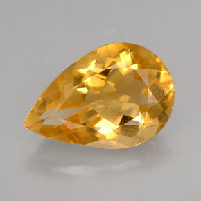 2.53克拉天然黄色黄水晶，梨形，12×8毫米，VVS