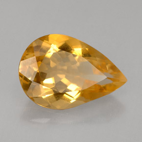 2.53克拉天然黄色黄水晶，梨形，12×8毫米，VVS