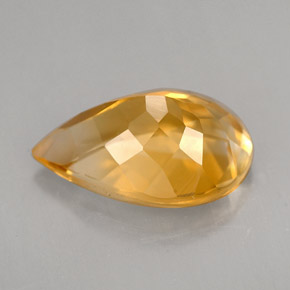 2.53克拉天然黄色黄水晶，梨形，12×8毫米，VVS
