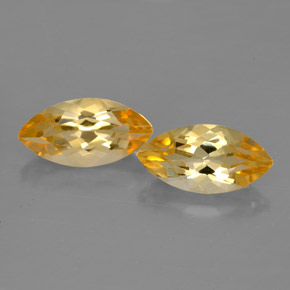 天然黄金色黄水晶，马眼形，11.9×6.1毫米，VVS