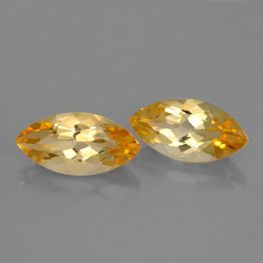 天然黄金色黄水晶，马眼形，11.9×6.1毫米，VVS