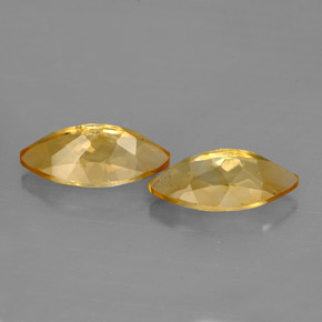 天然黄金色黄水晶，马眼形，11.9×6.1毫米，VVS