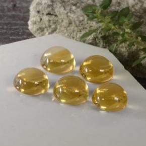 天然黄金色黄水晶，圆形切割，8.00毫米，透明