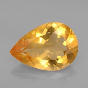 3.05克拉天然黄色黄水晶，梨形，13×9.1毫米，VVS