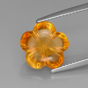 5.39克拉天然黄色黄水晶，花形切工，12.2×11.6毫米，透明