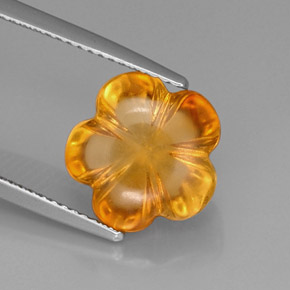 5.39克拉天然黄色黄水晶，花形切工，12.2×11.6毫米，透明