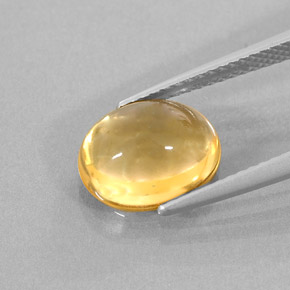 3.24克拉天然黄色黄水晶，椭圆形切割，10.9×8.9毫米，透明