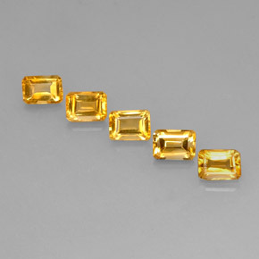 天然黄金色黄水晶，祖母绿式切割，6.9×5毫米，VVS-VS