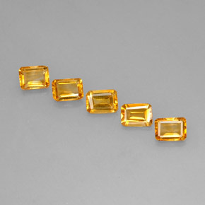 4.64天然黄色黄水晶，祖母绿式切割，7.2×5.3毫米，VVS-VS