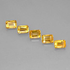 5.31天然金色黄水晶，祖母绿式切割，7.1×5.1毫米，VVS-VS