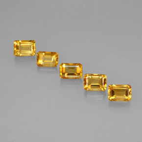 5.77天然黄色黄水晶，祖母绿式切割，7×5.1毫米，VVS-VS