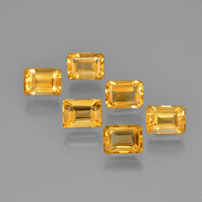 6.92天然黄色黄水晶，祖母绿式切割，7.1×5.1毫米，VVS-VS