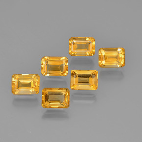 6.92天然黄色黄水晶，祖母绿式切割，7.1×5.1毫米，VVS-VS
