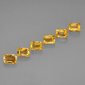 天然黄金色黄水晶，祖母绿式切割，6.8×5.1毫米，VVS-VS