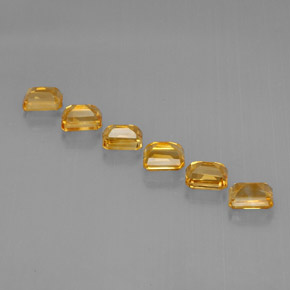 天然黄金色黄水晶，祖母绿式切割，6.8×5.1毫米，VVS-VS