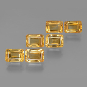 6.92天然金色黄水晶，祖母绿式切割，7.1×5.1毫米，VVS-VS